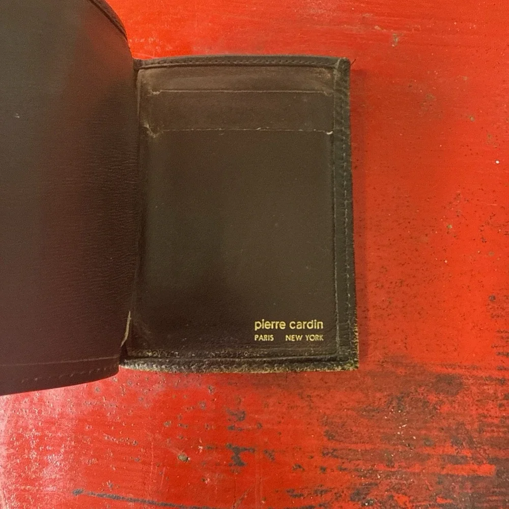 VTG Pierre Cardin DARK BROWN GENUINE LEATHER ID CARD BILL‎ HOLDER BIFOLD WALLET